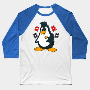 Penguin at Poker with Poker cards Baseball T-Shirt